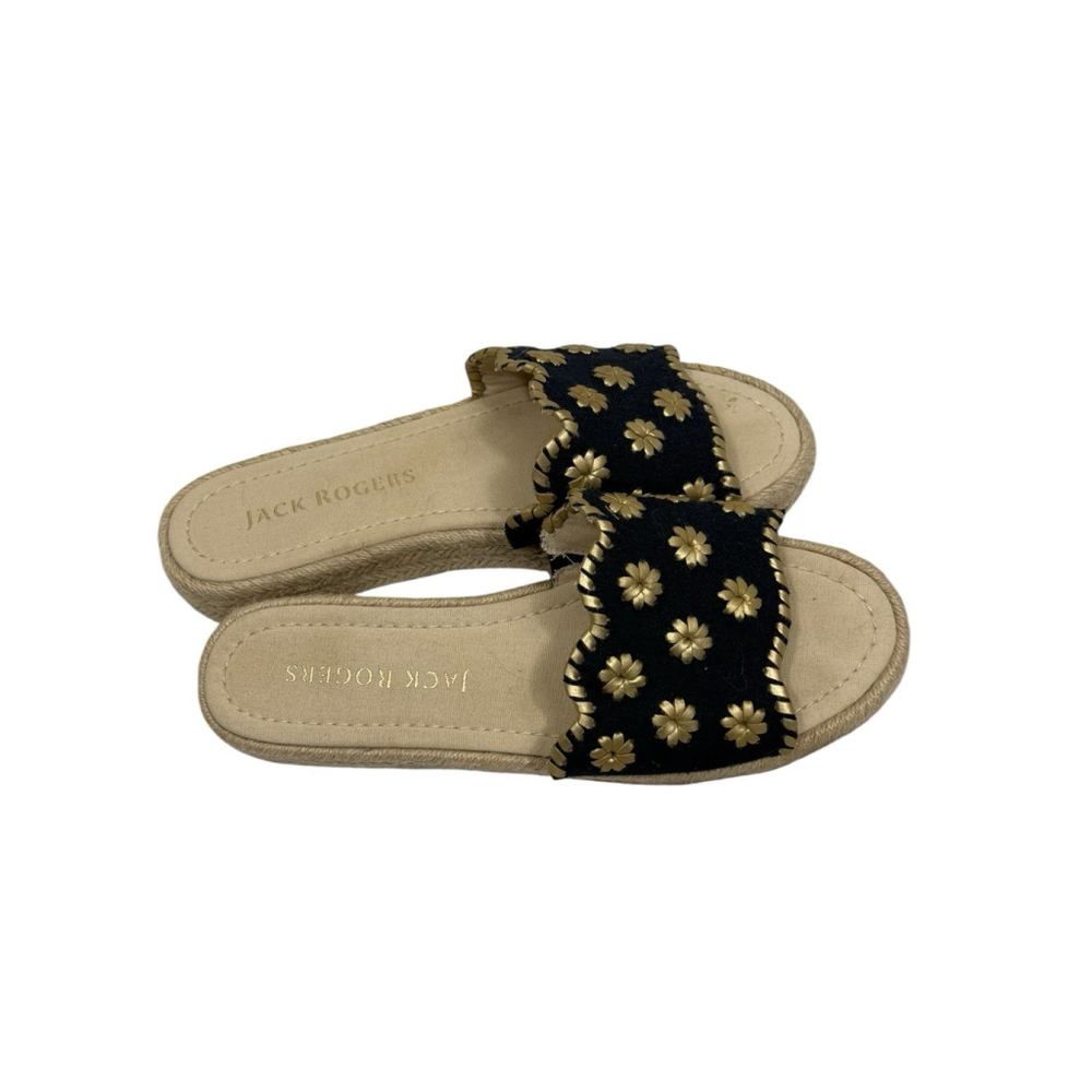 Jack Rogers Palmer Slide Espadrille Slide Midnight/Gold Size 9.5 - Picture 4 of 9